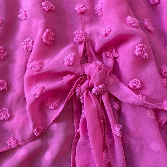 Zara hot pink front tie top - Medium - Picture 4 of 6